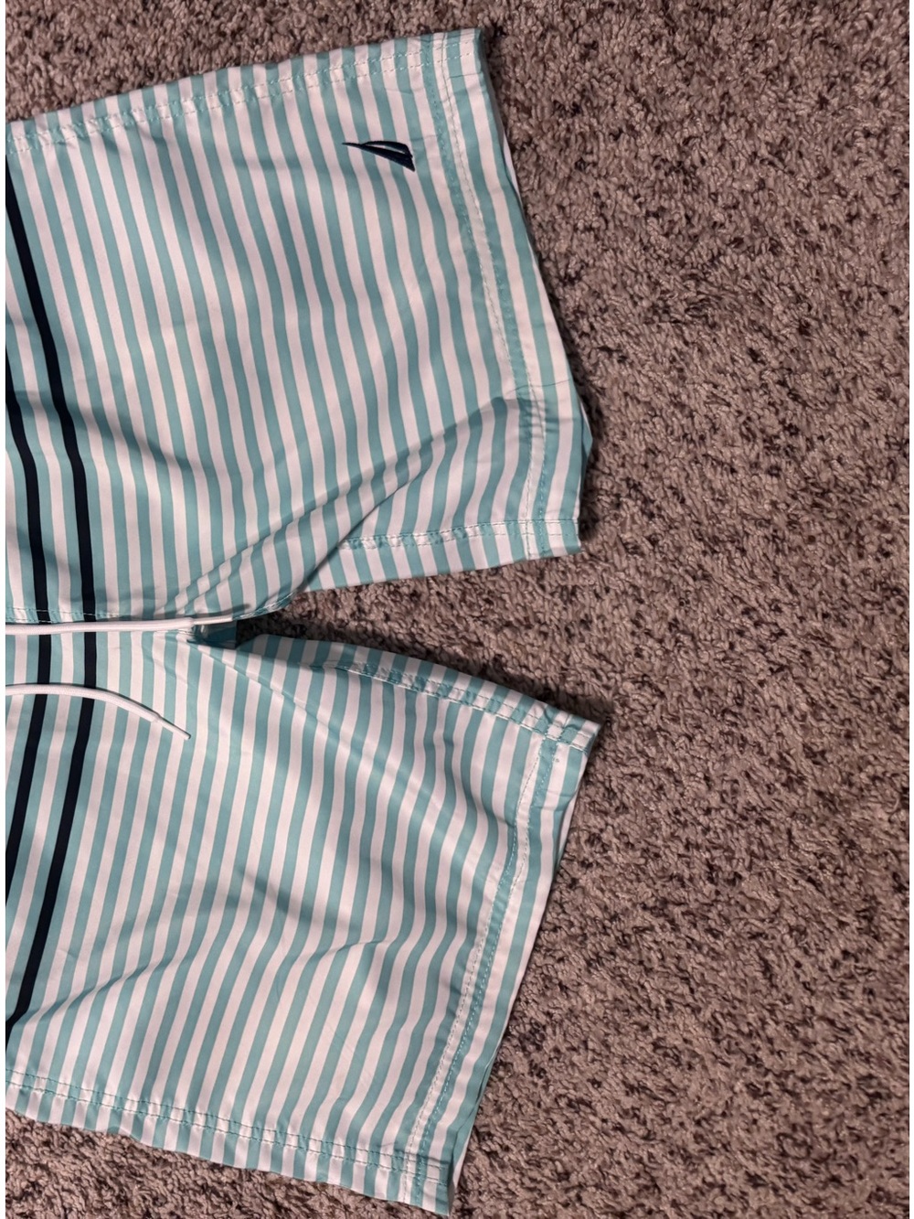 Men's/Nautica Teal and White Striped Swim Shorts